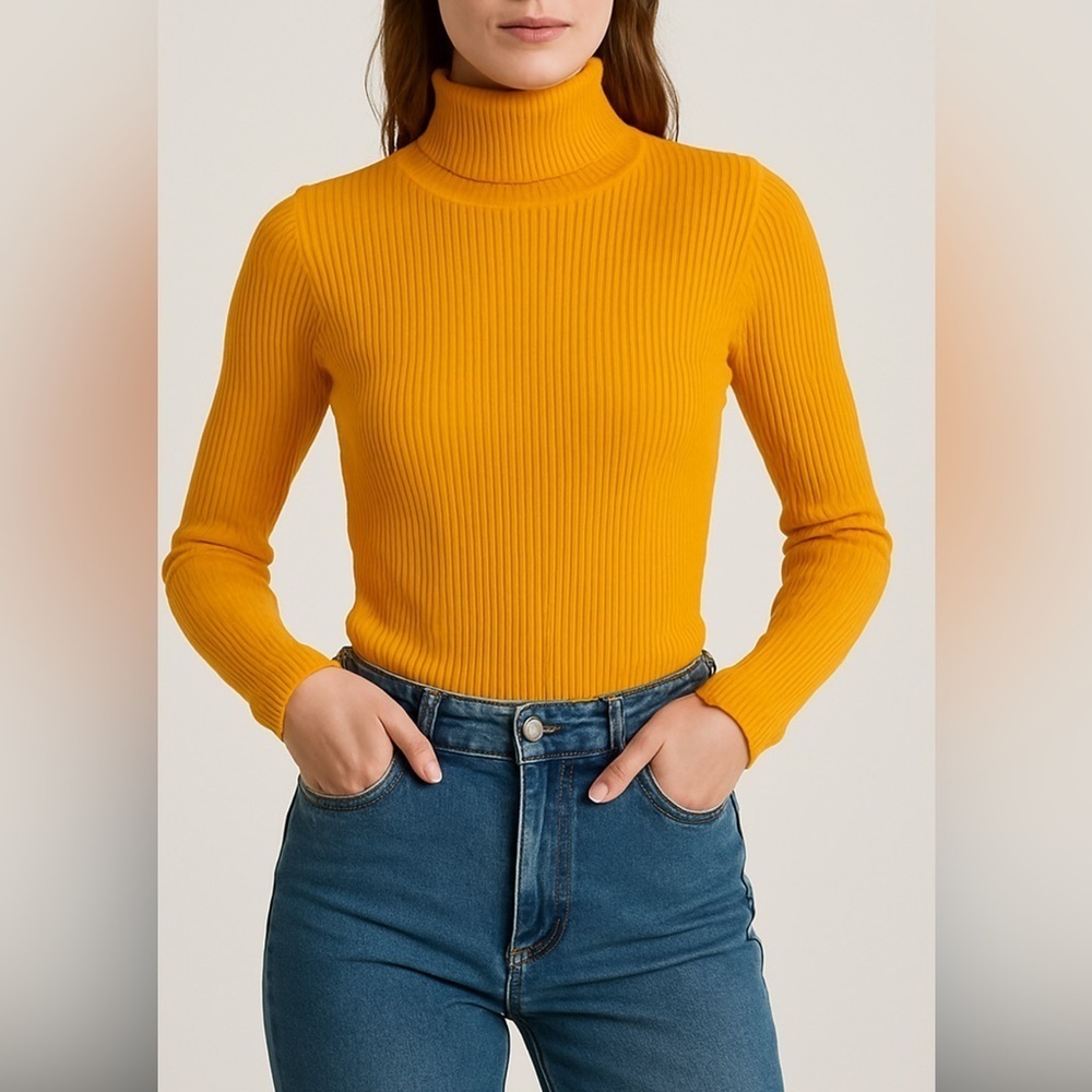 NEW MILLY ribbed yellow turtleneck sweater XS